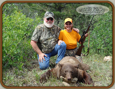 This Colorado Black Bear is the first animal of any kind that Cathy ever took a shot at! Even new hunters can be successful with Silver Peaks Outfitters of Southwest Colorado.